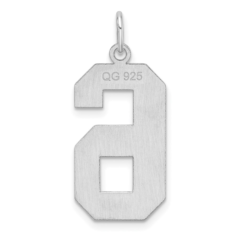 Sterling Silver/Rhodium-plated Polished Number 6 Charm (QPXL06)