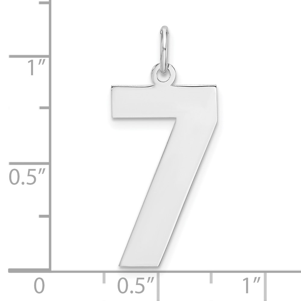 Sterling Silver/Rhodium-plated Polished Number 7 Charm (QPXL07)