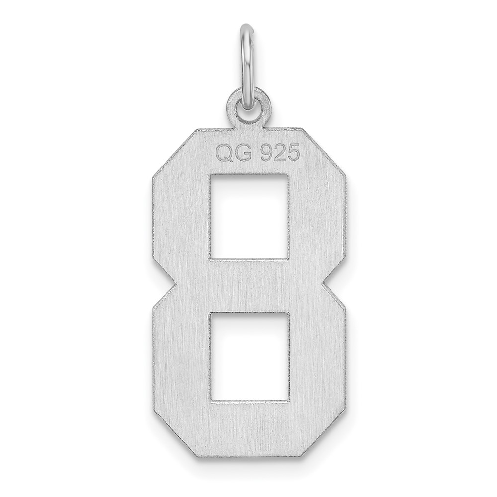 Sterling Silver/Rhodium-plated Polished Number 8 Charm (QPXL08)