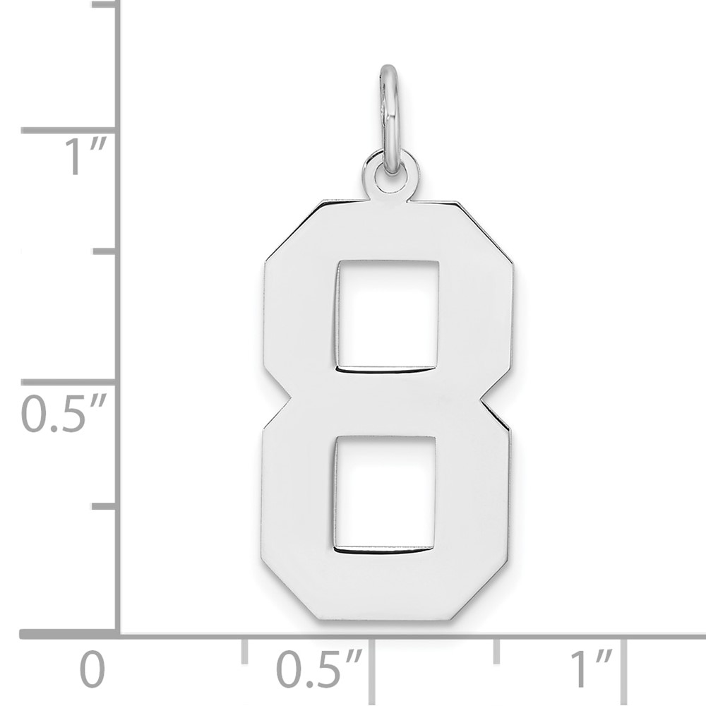 Sterling Silver/Rhodium-plated Polished Number 8 Charm (QPXL08)