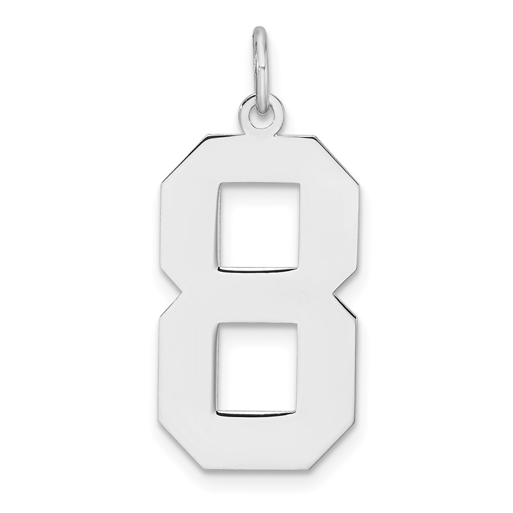 Sterling Silver/Rhodium-plated Polished Number 8 Charm (QPXL08)