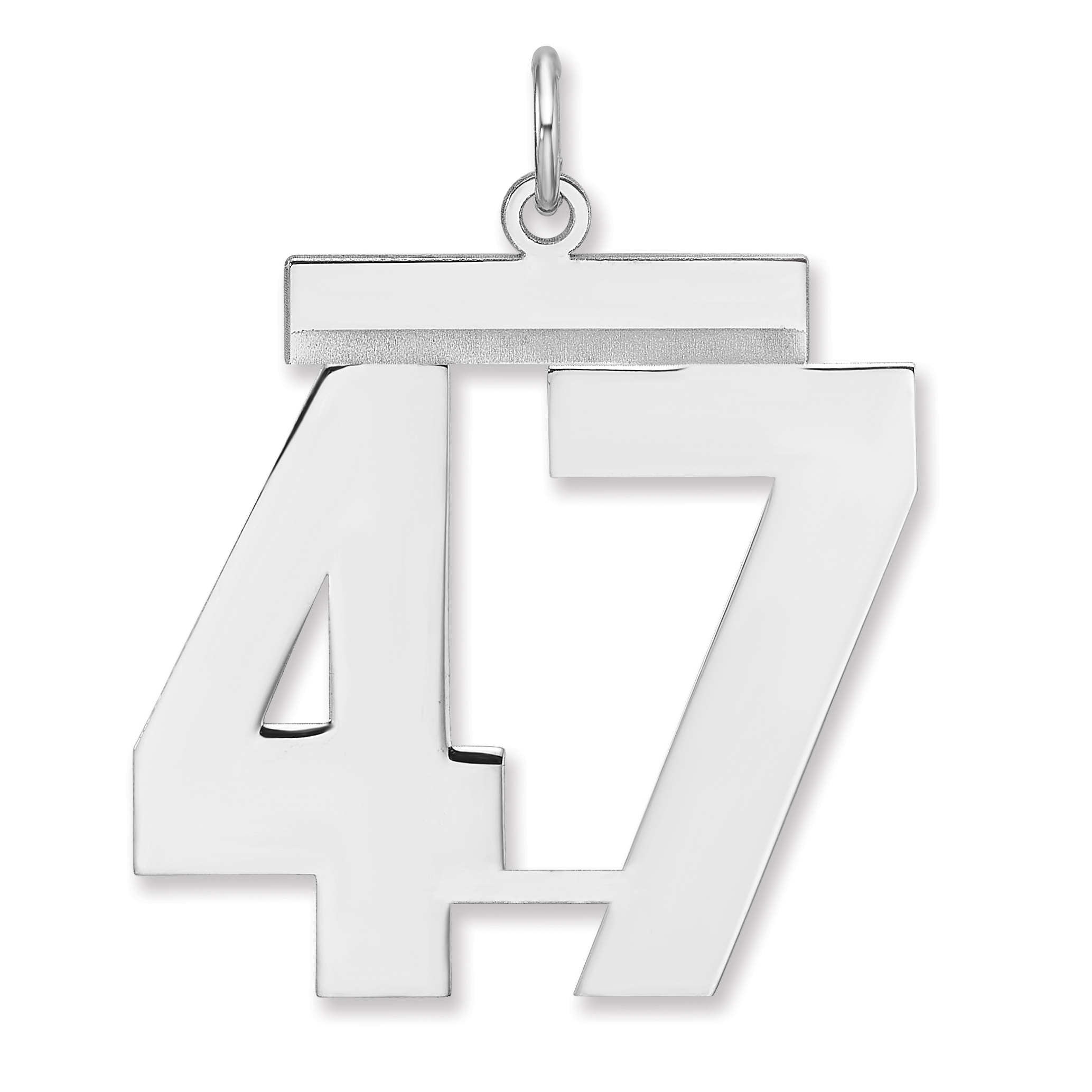 Sterling Silver/Rhodium-plated Polished Number 47 Charm (QPXL47)