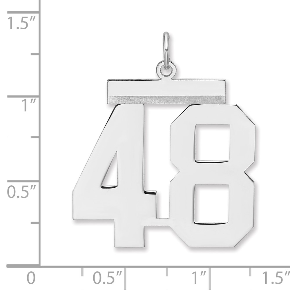 Sterling Silver/Rhodium-plated Polished Number 48 Charm (QPXL48)