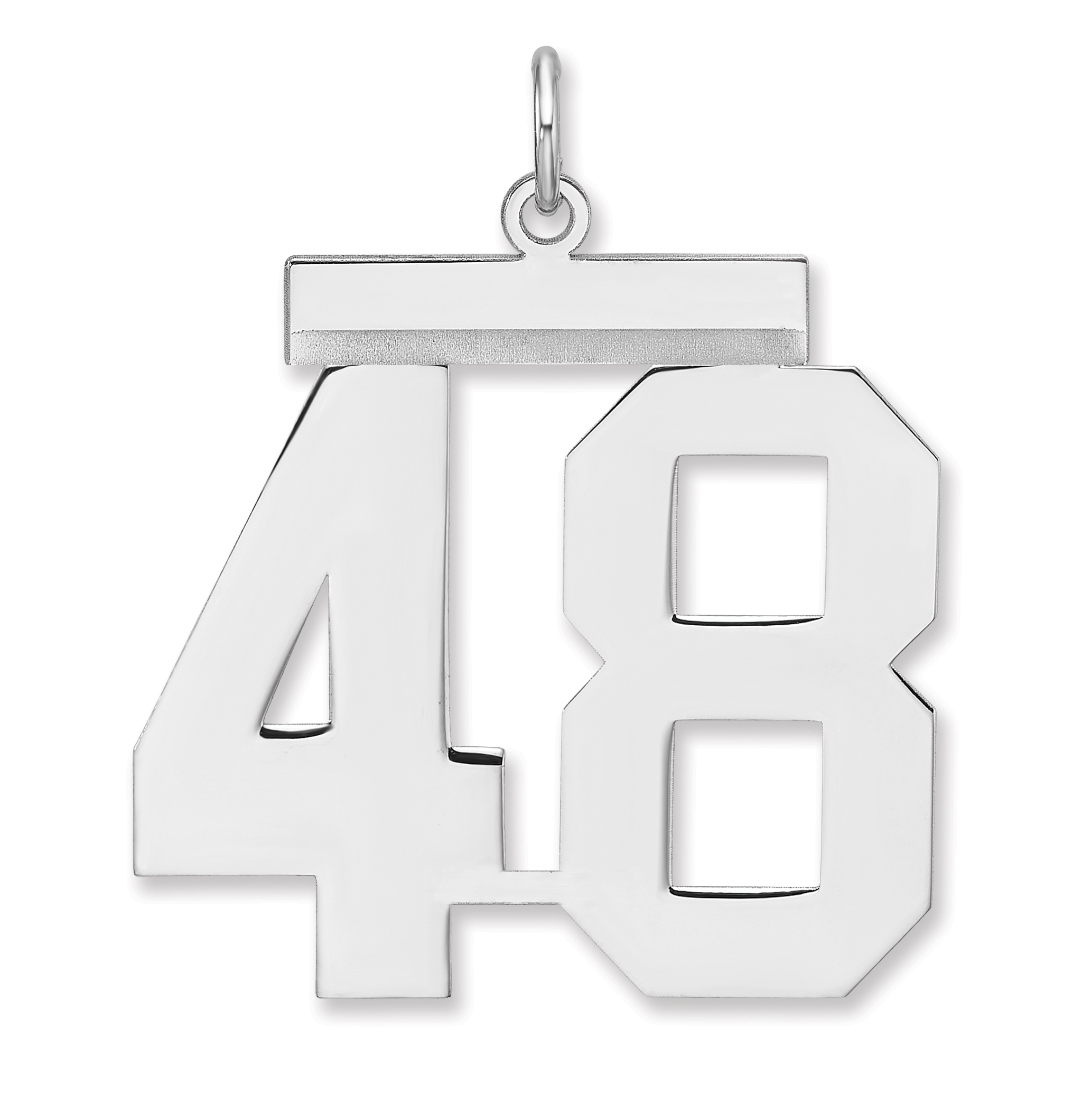 Sterling Silver/Rhodium-plated Polished Number 48 Charm (QPXL48)