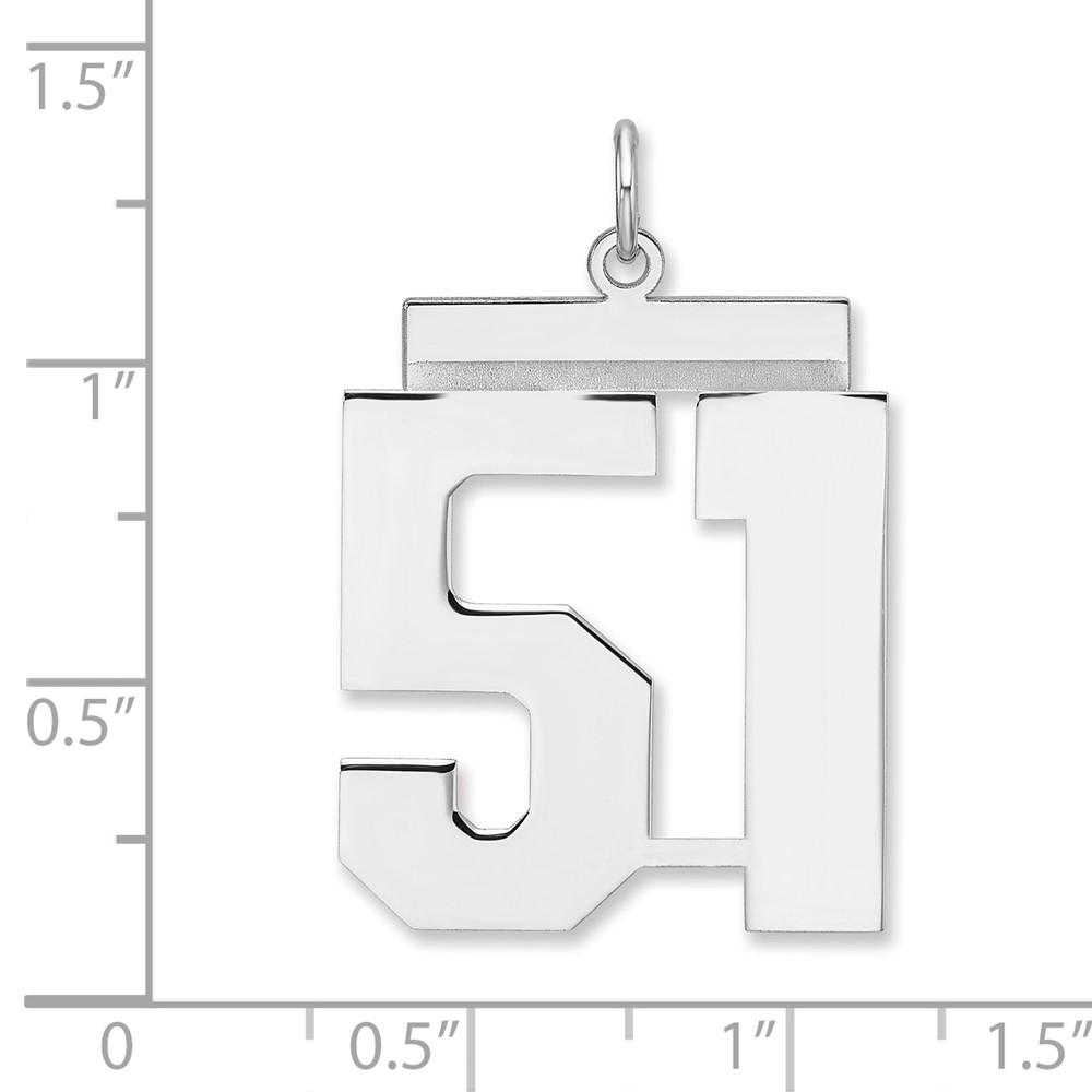 Sterling Silver/Rhodium-plated Polished Number 51 Charm (QPXL51)