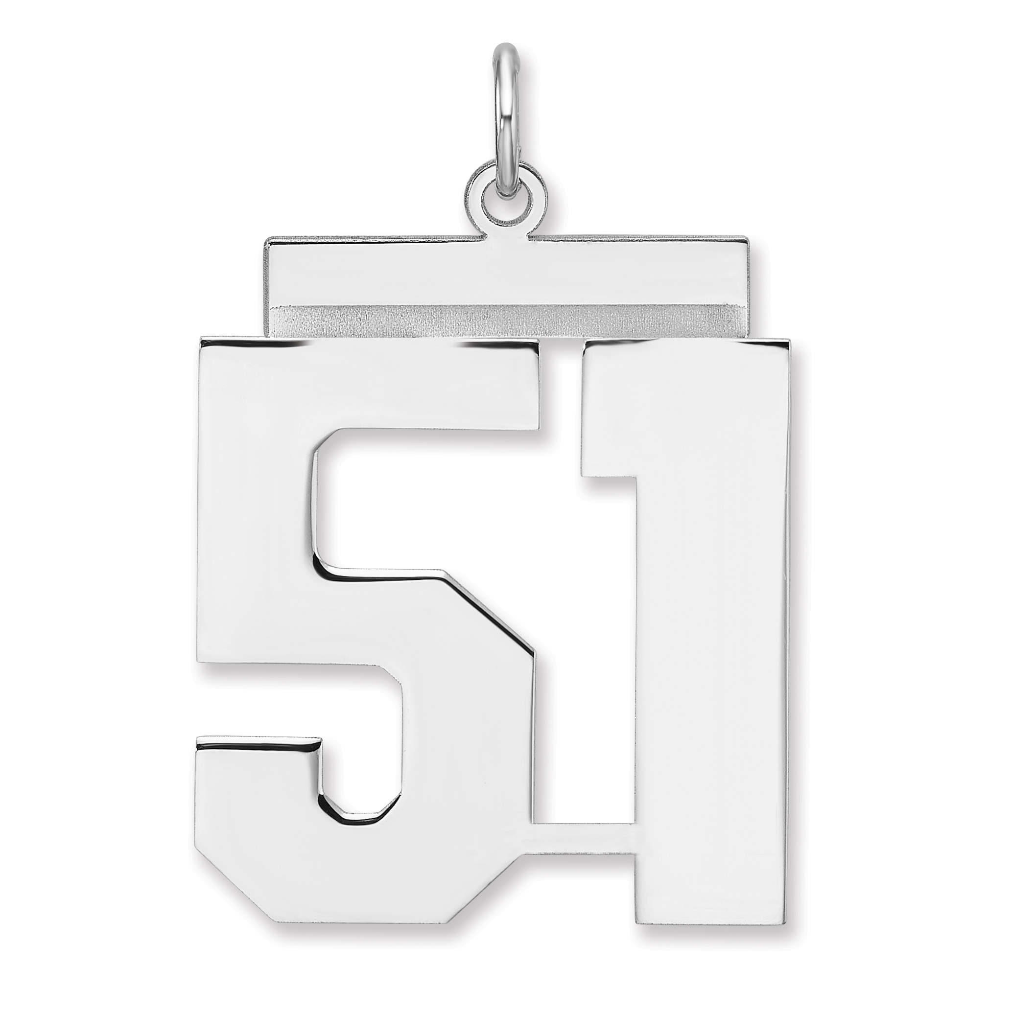 Sterling Silver/Rhodium-plated Polished Number 51 Charm (QPXL51)