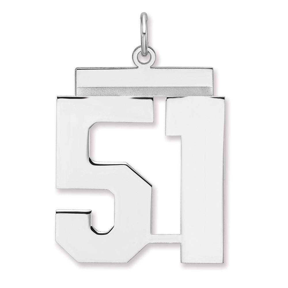 Sterling Silver/Rhodium-plated Polished Number 51 Charm (QPXL51)