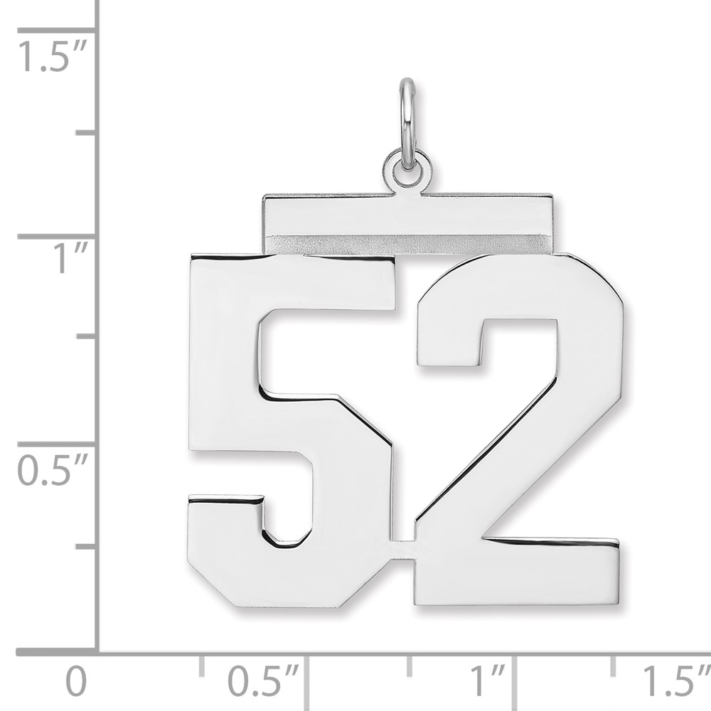 Sterling Silver/Rhodium-plated Polished Number 52 Charm (QPXL52)
