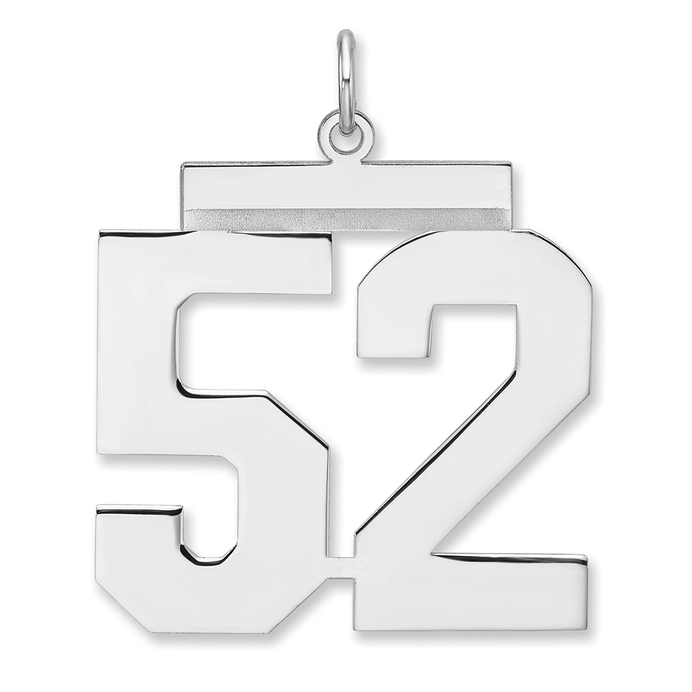 Sterling Silver/Rhodium-plated Polished Number 52 Charm (QPXL52)