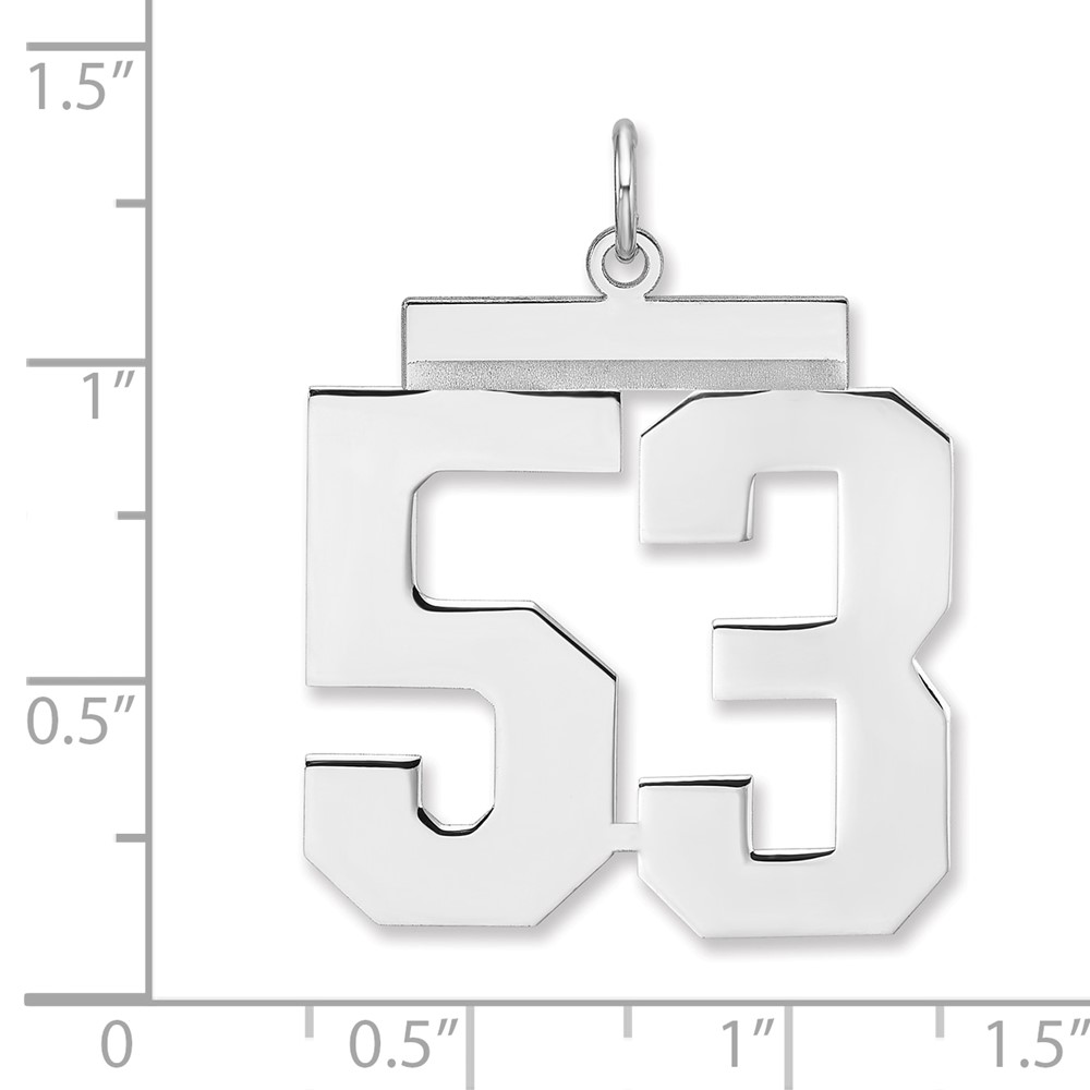 Sterling Silver/Rhodium-plated Polished Number 53 Charm (QPXL53)