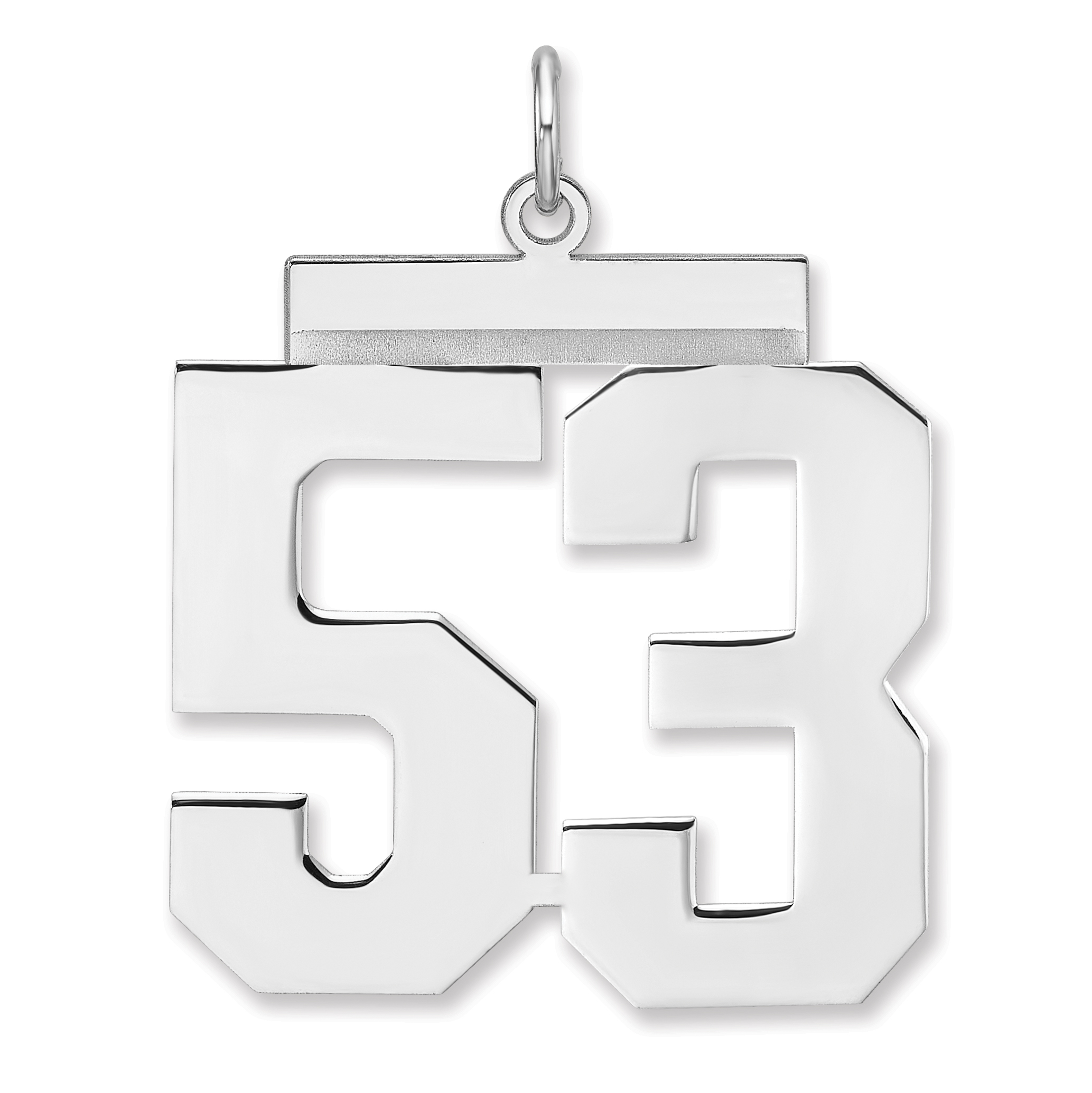 Sterling Silver/Rhodium-plated Polished Number 53 Charm (QPXL53)