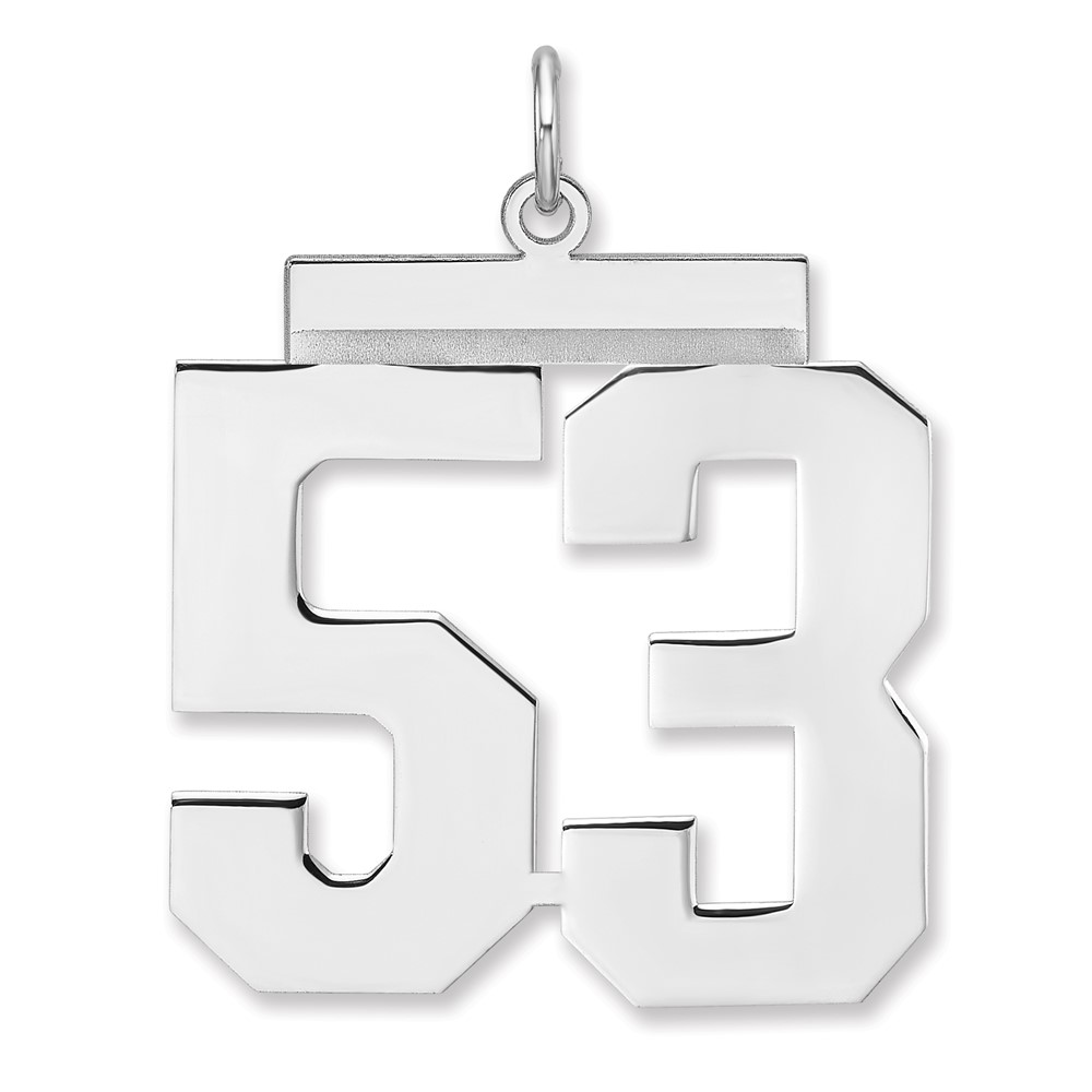 Sterling Silver/Rhodium-plated Polished Number 53 Charm (QPXL53)
