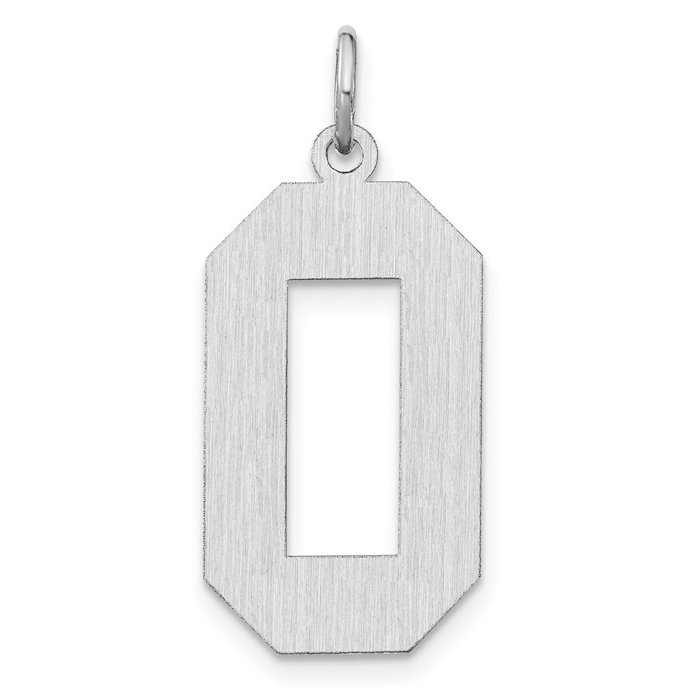 Sterling Silver/Rhodium-plated Satin Number 0 Charm (QPXP00)