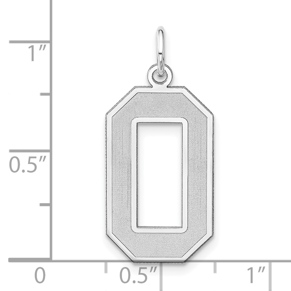 Sterling Silver/Rhodium-plated Satin Number 0 Charm (QPXP00)