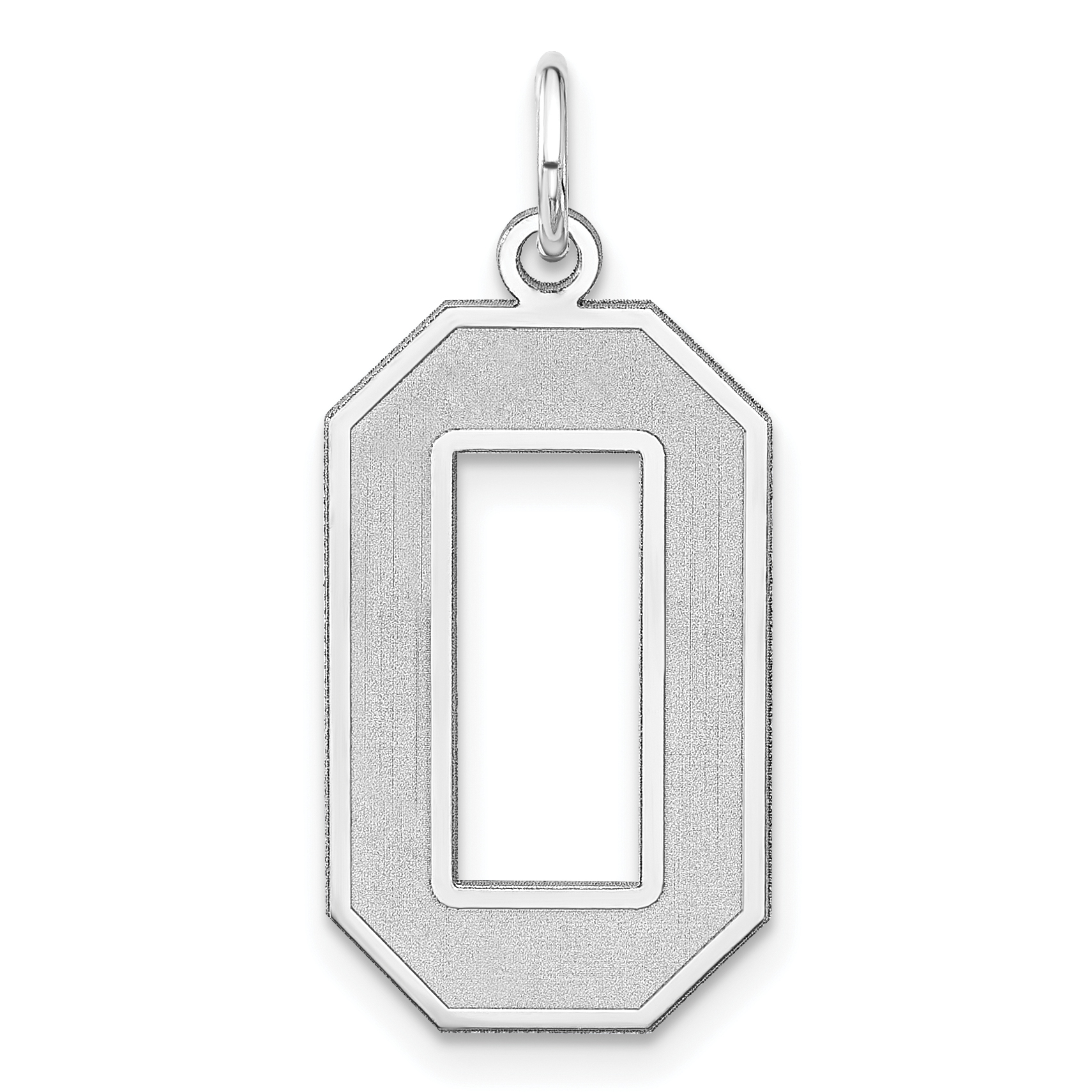 Sterling Silver/Rhodium-plated Satin Number 0 Charm (QPXP00)