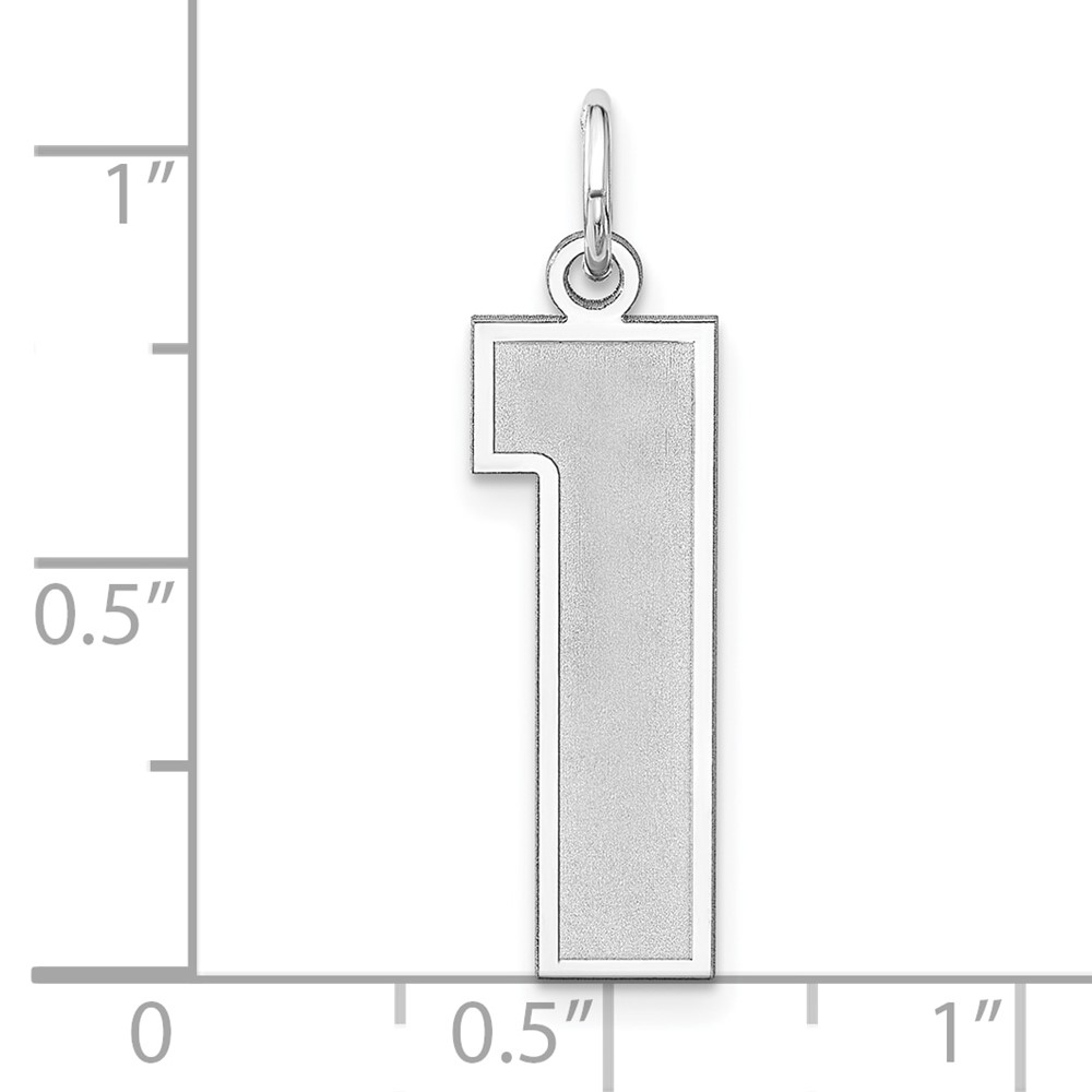 Sterling Silver/Rhodium-plated Satin Number 1 Charm (QPXP01)