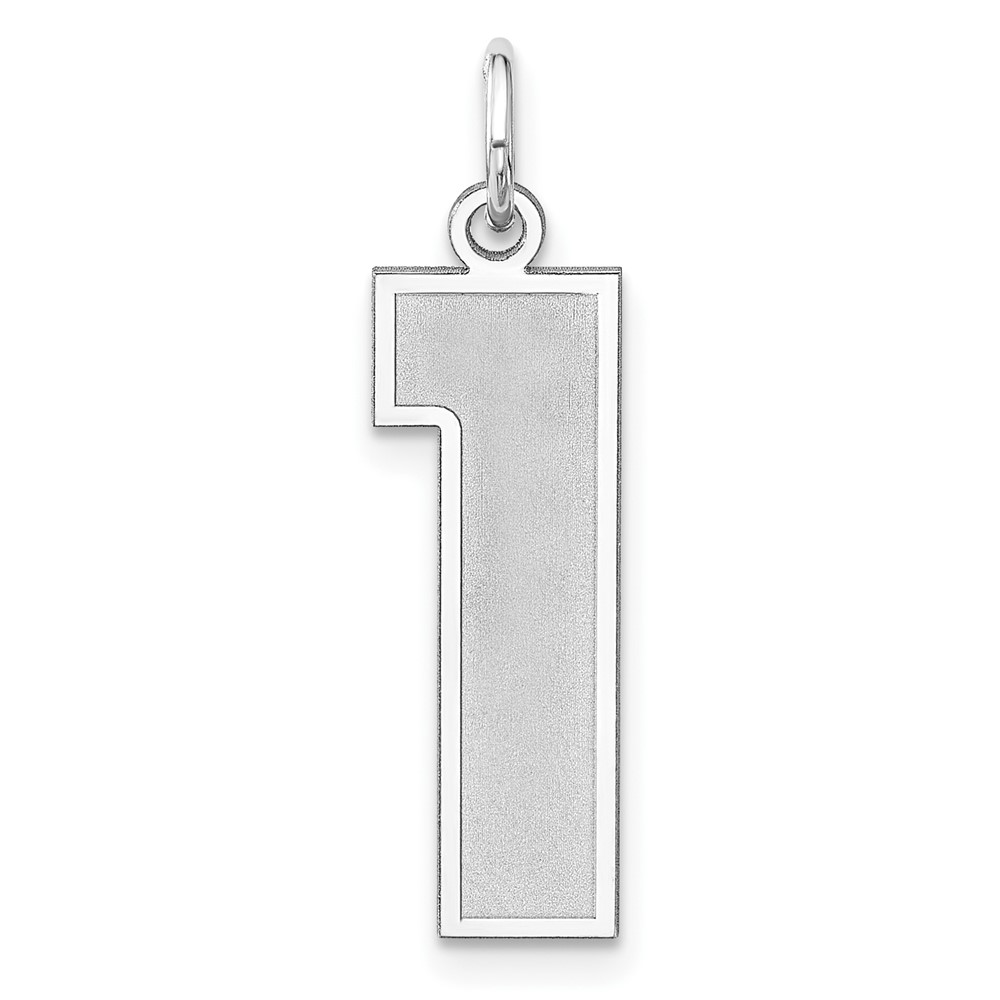 Sterling Silver/Rhodium-plated Satin Number 1 Charm (QPXP01)