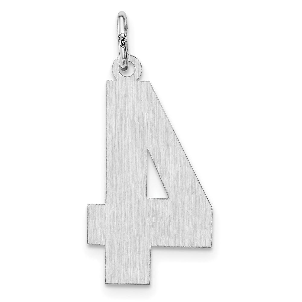 Sterling Silver/Rhodium-plated Satin Number 4 Charm (QPXP04)