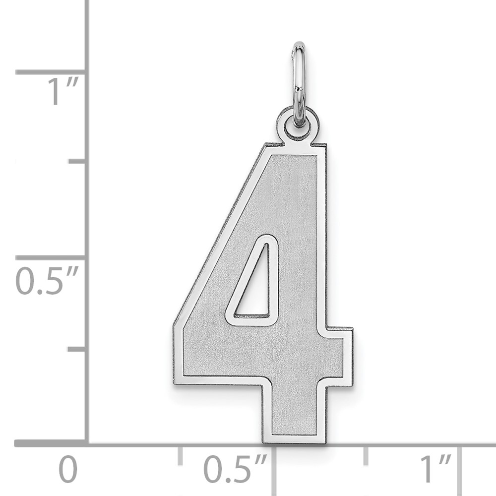 Sterling Silver/Rhodium-plated Satin Number 4 Charm (QPXP04)