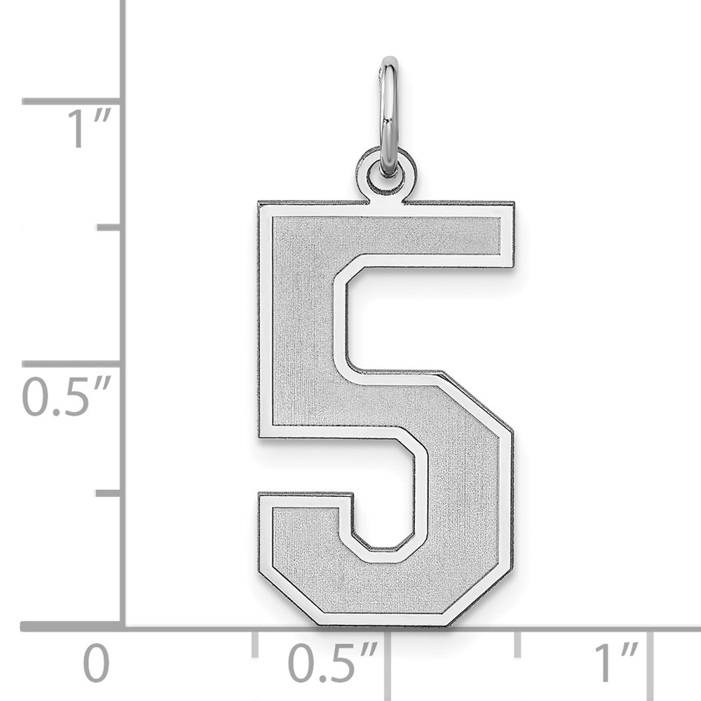 Sterling Silver/Rhodium-plated Satin Number 5 Charm (QPXP05)