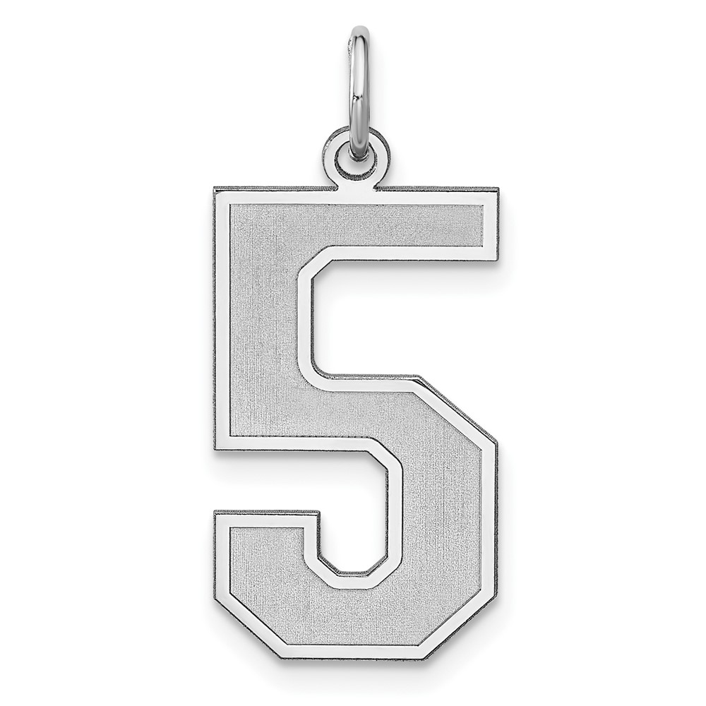 Sterling Silver/Rhodium-plated Satin Number 5 Charm (QPXP05)