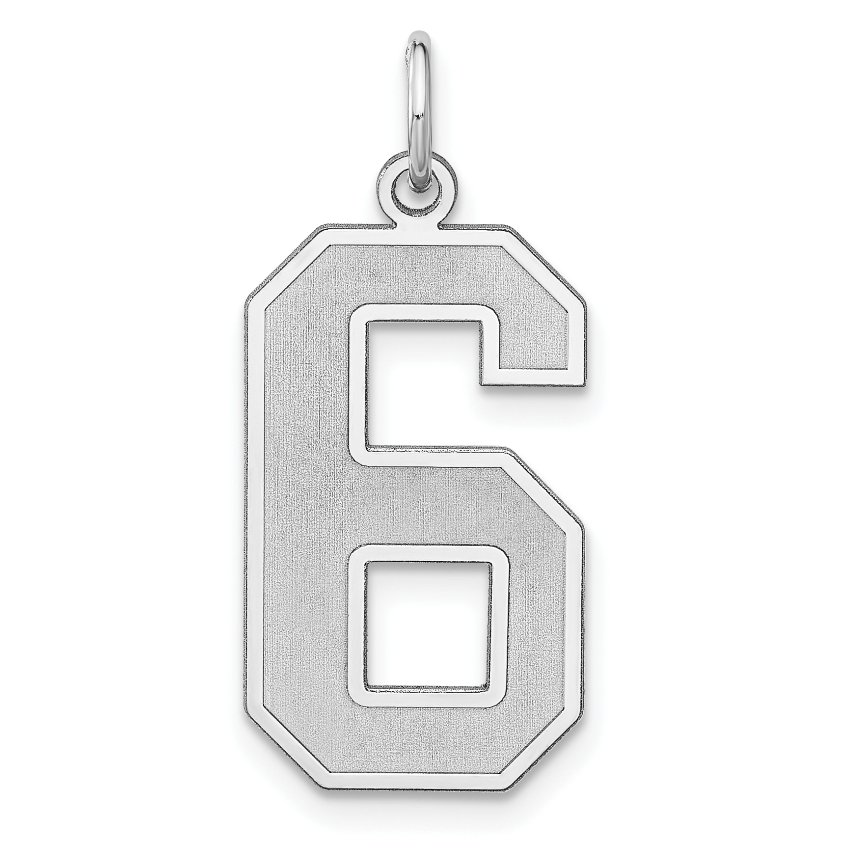 Sterling Silver/Rhodium-plated Satin Number 6 Charm (QPXP06)