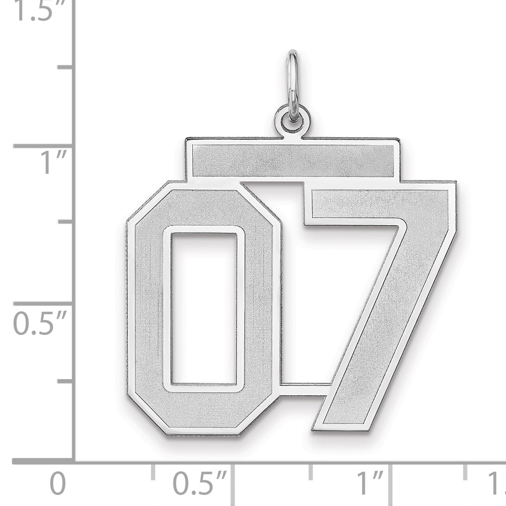 Sterling Silver/Rhodium-plated Satin Number 07 Charm (QPXP07T)