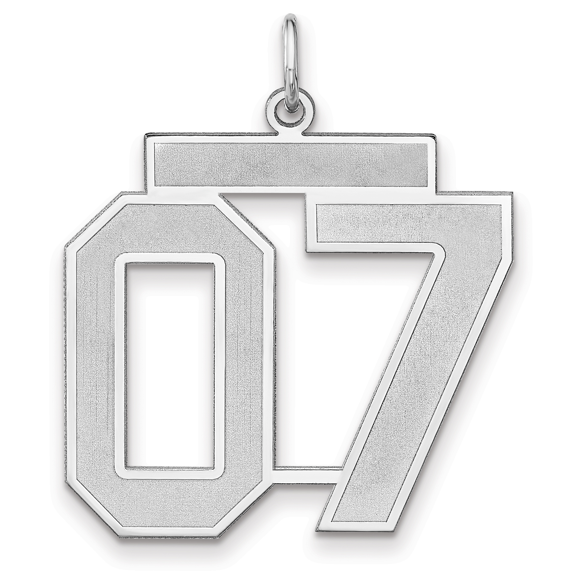 Sterling Silver/Rhodium-plated Satin Number 07 Charm (QPXP07T)