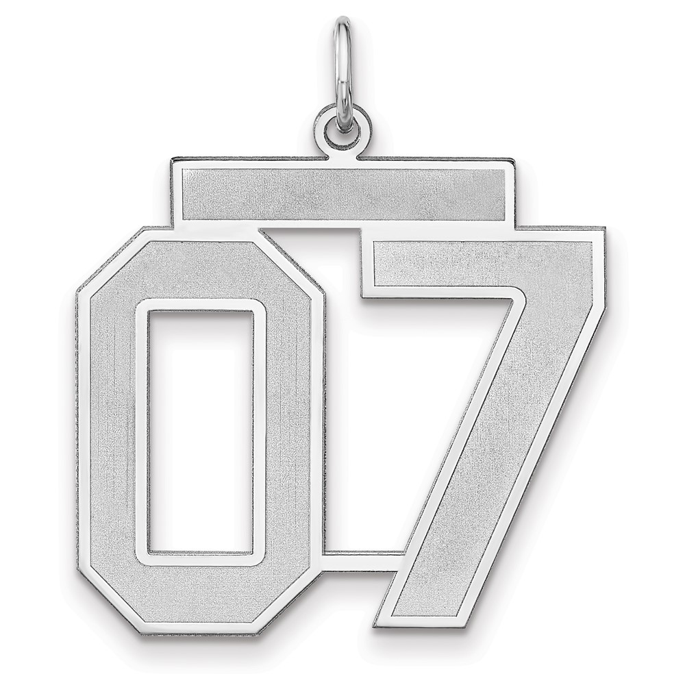 Sterling Silver/Rhodium-plated Satin Number 07 Charm (QPXP07T)