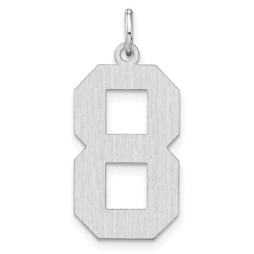 Sterling Silver/Rhodium-plated Satin Number 8 Charm (QPXP08)