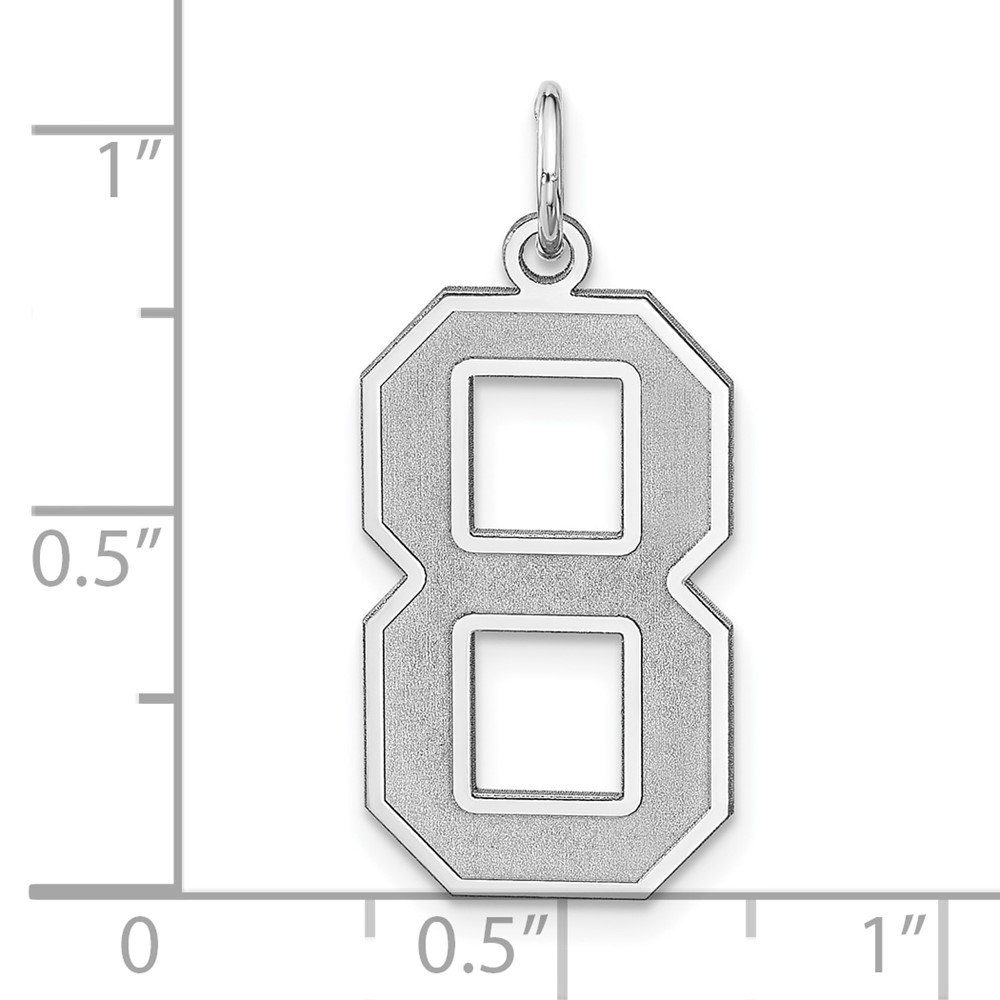 Sterling Silver/Rhodium-plated Satin Number 8 Charm (QPXP08)