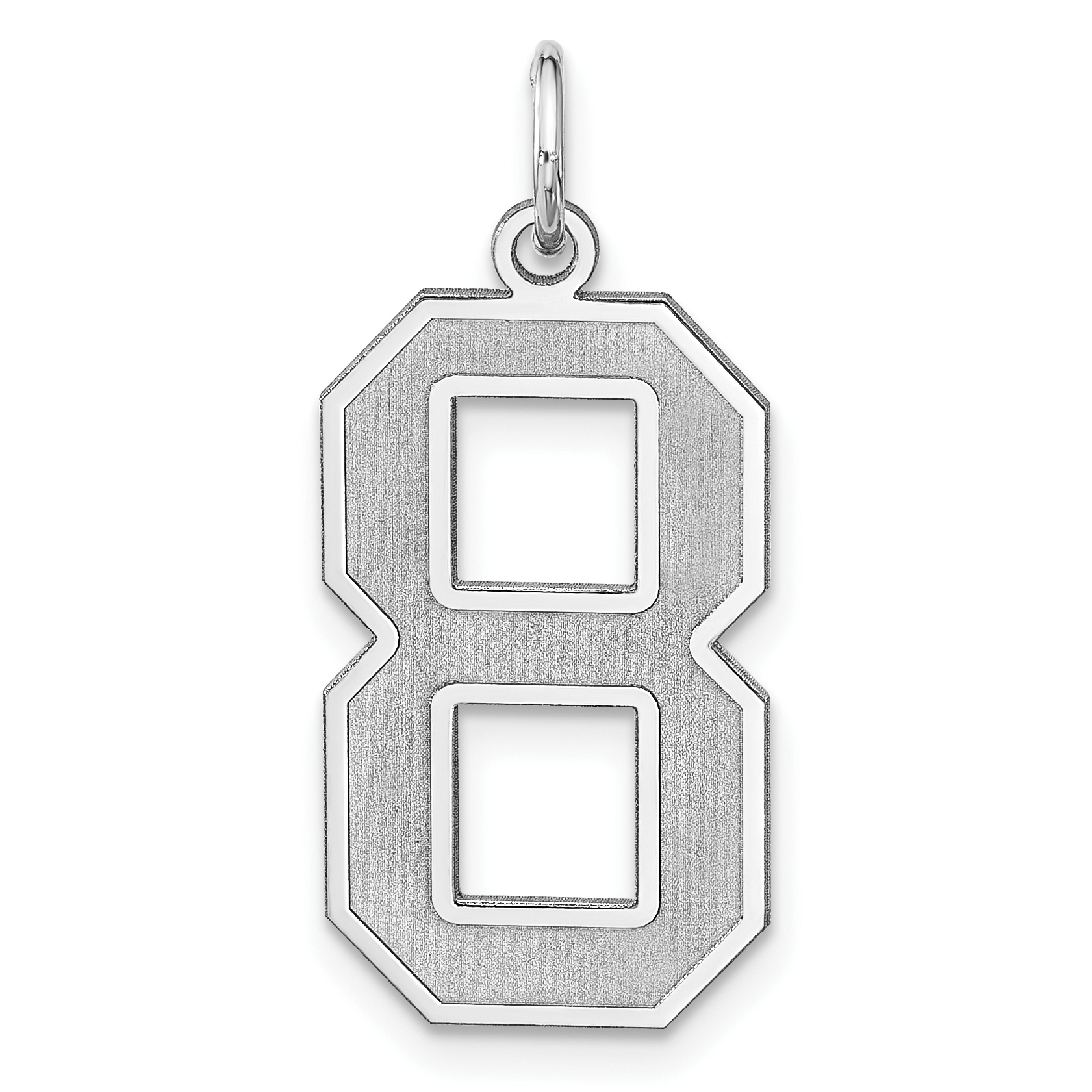 Sterling Silver/Rhodium-plated Satin Number 8 Charm (QPXP08)