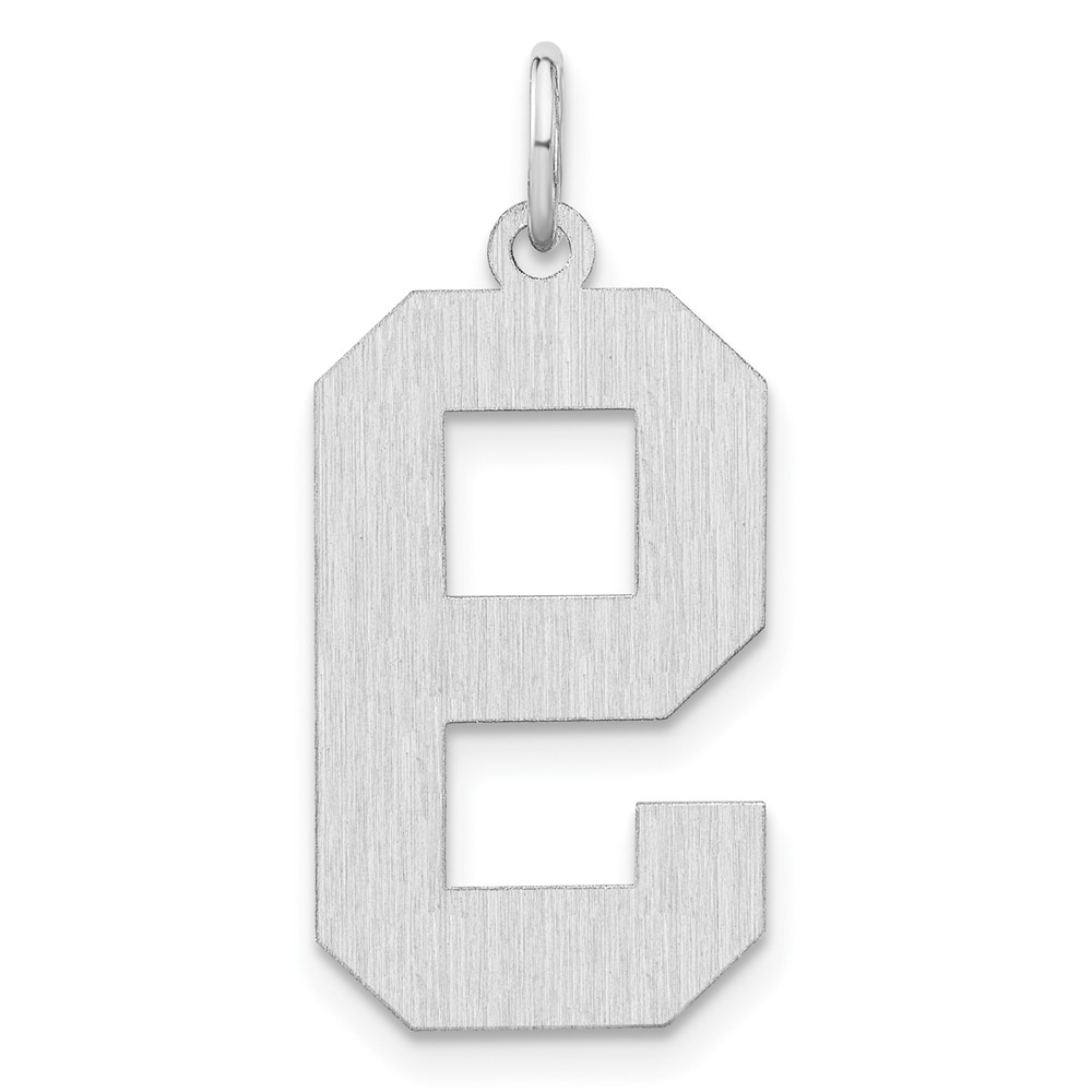 Sterling Silver/Rhodium-plated Satin Number 9 Charm (QPXP09)