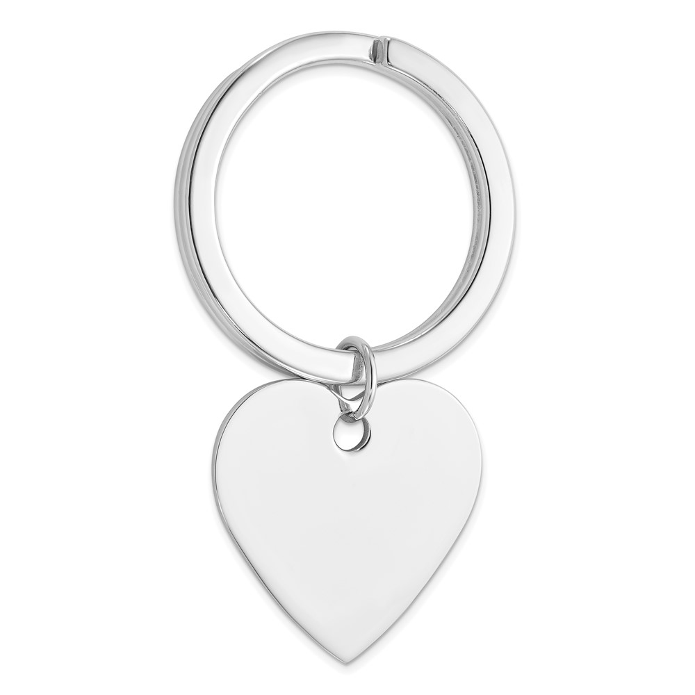 Sterling Silver Rhodium-plated Heart Key Ring (QQ115)