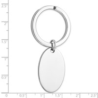 Sterling Silver Rhodium-plated Oval Key Ring view 3