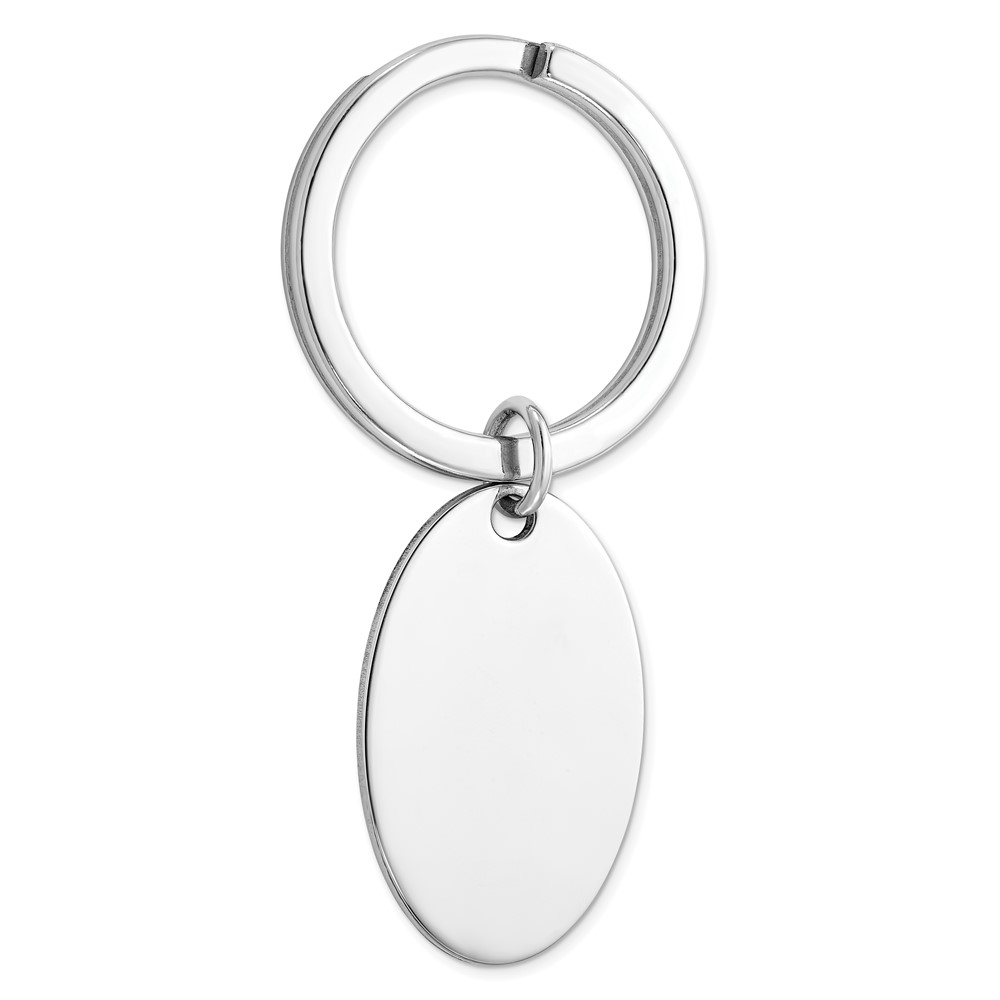 Sterling Silver Rhodium-plated Oval Key Ring (QQ13)