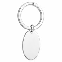 Sterling Silver Rhodium-plated Oval Key Ring view 1