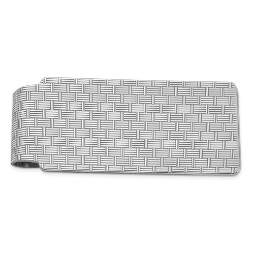Sterling Silver Rhodium-plated Pattern Money Clip