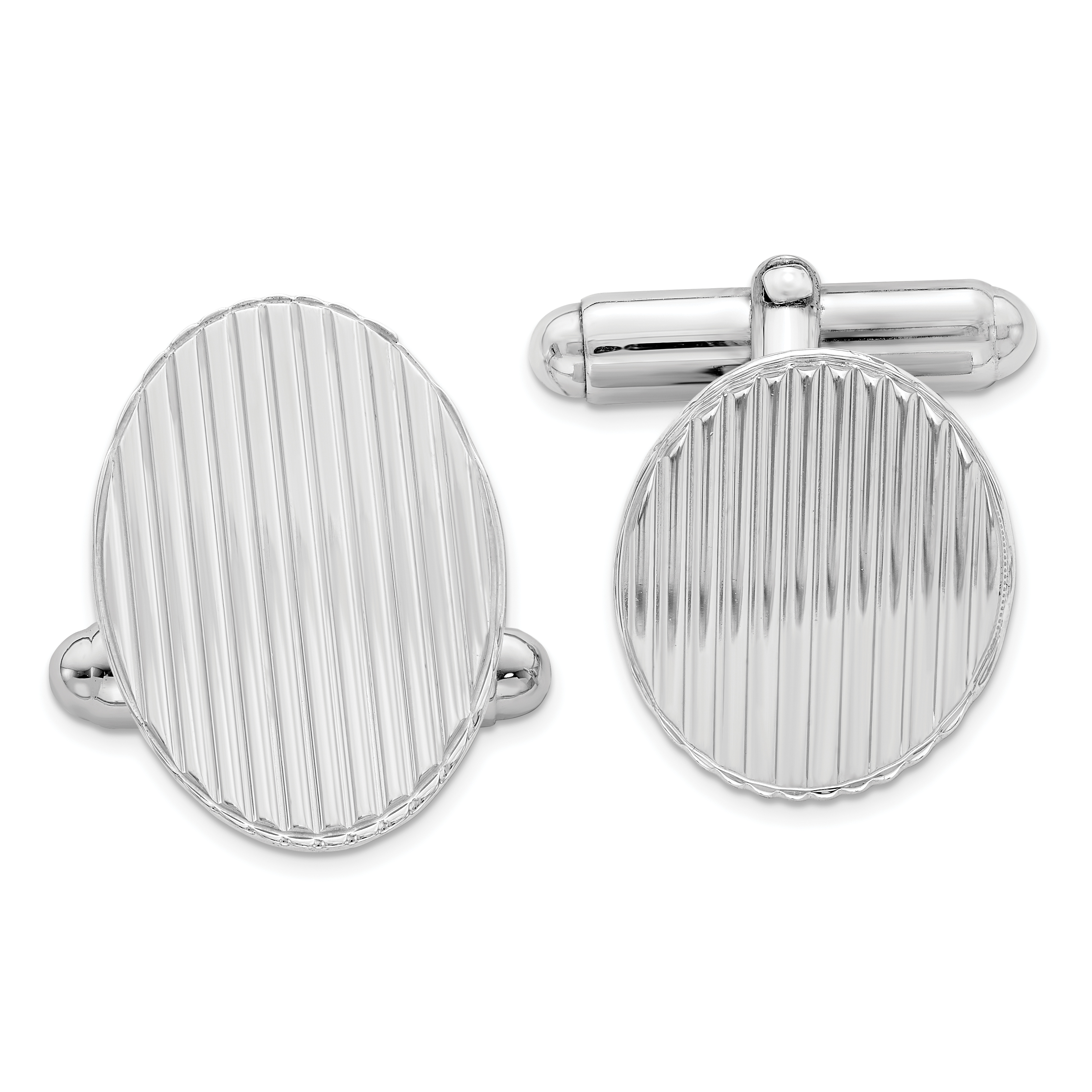 Sterling Silver Rhodium-plated Cuff Links (QQ172)