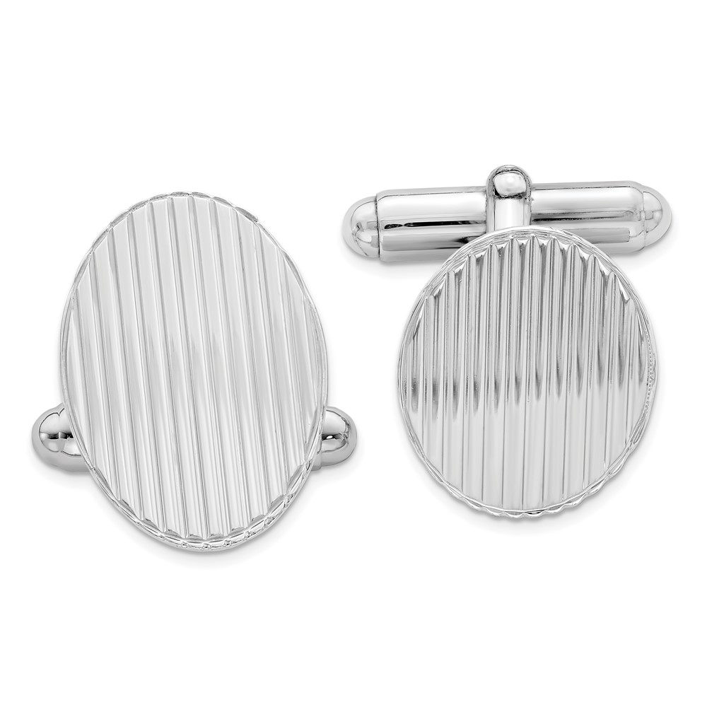 Sterling Silver Rhodium-plated Cuff Links (QQ172)