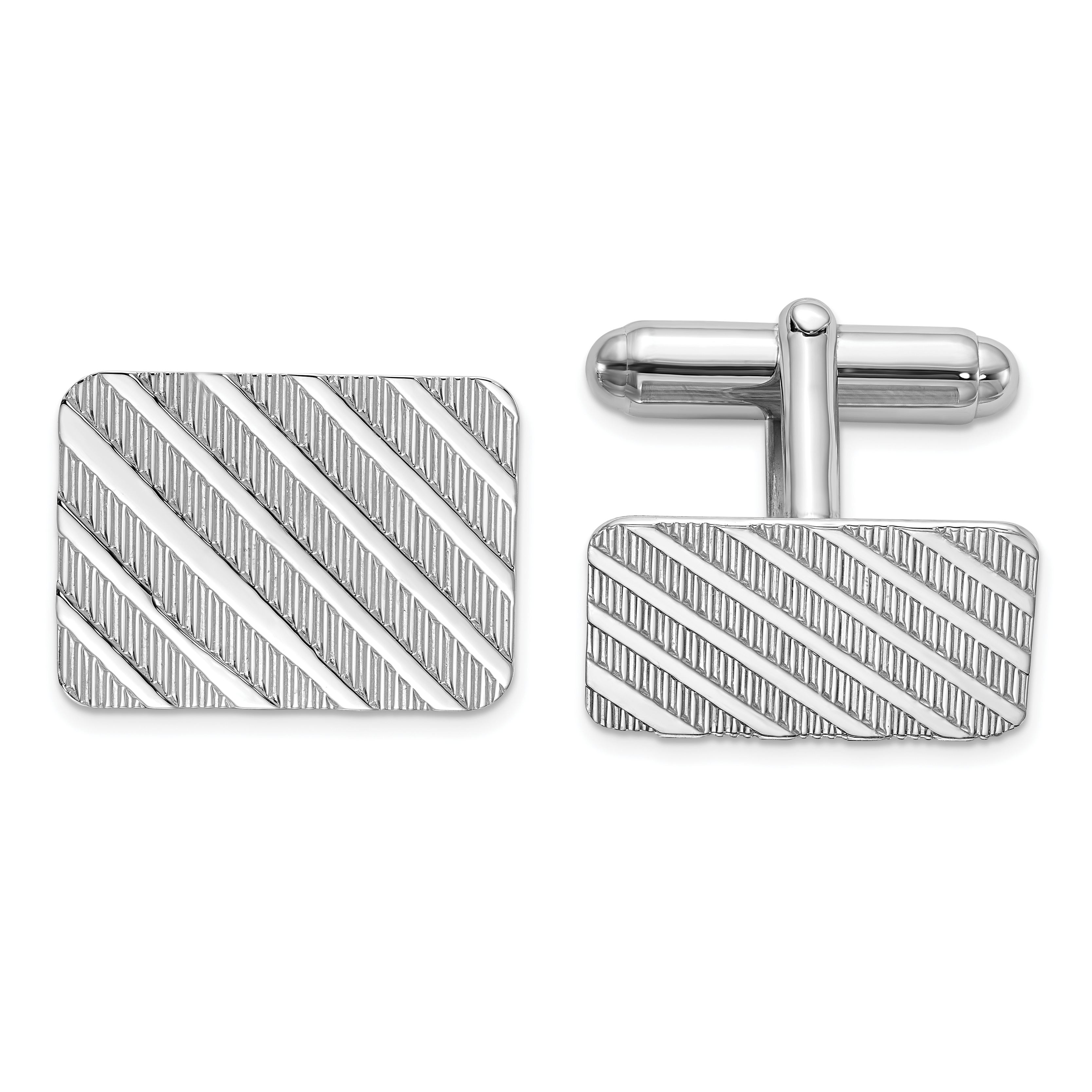 Sterling Silver Rhodium-plated Cuff Links (QQ180)