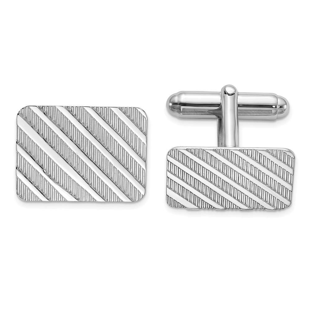 Sterling Silver Rhodium-plated Cuff Links (QQ180)