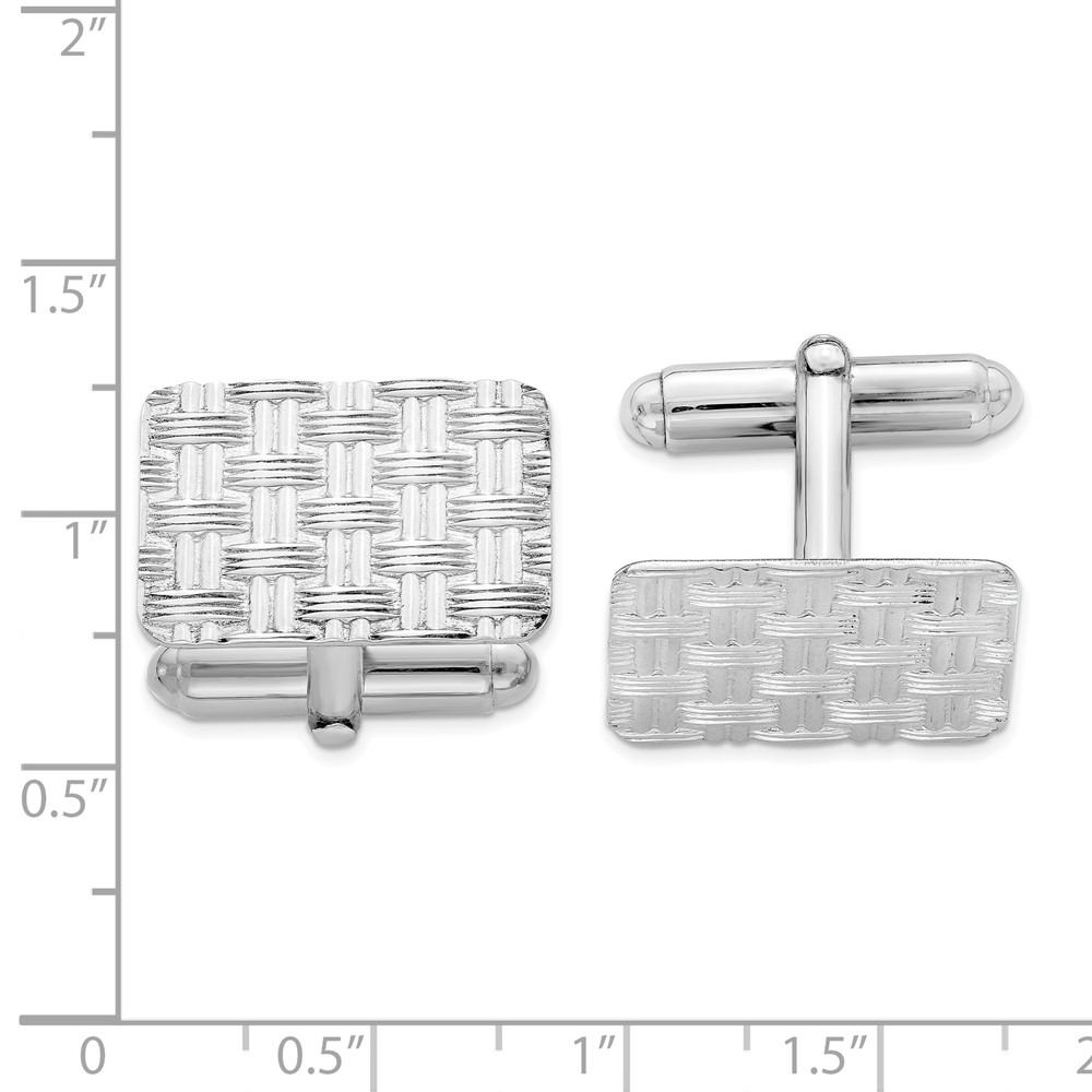 Sterling Silver Rhodium-plated Cuff Links (QQ181)