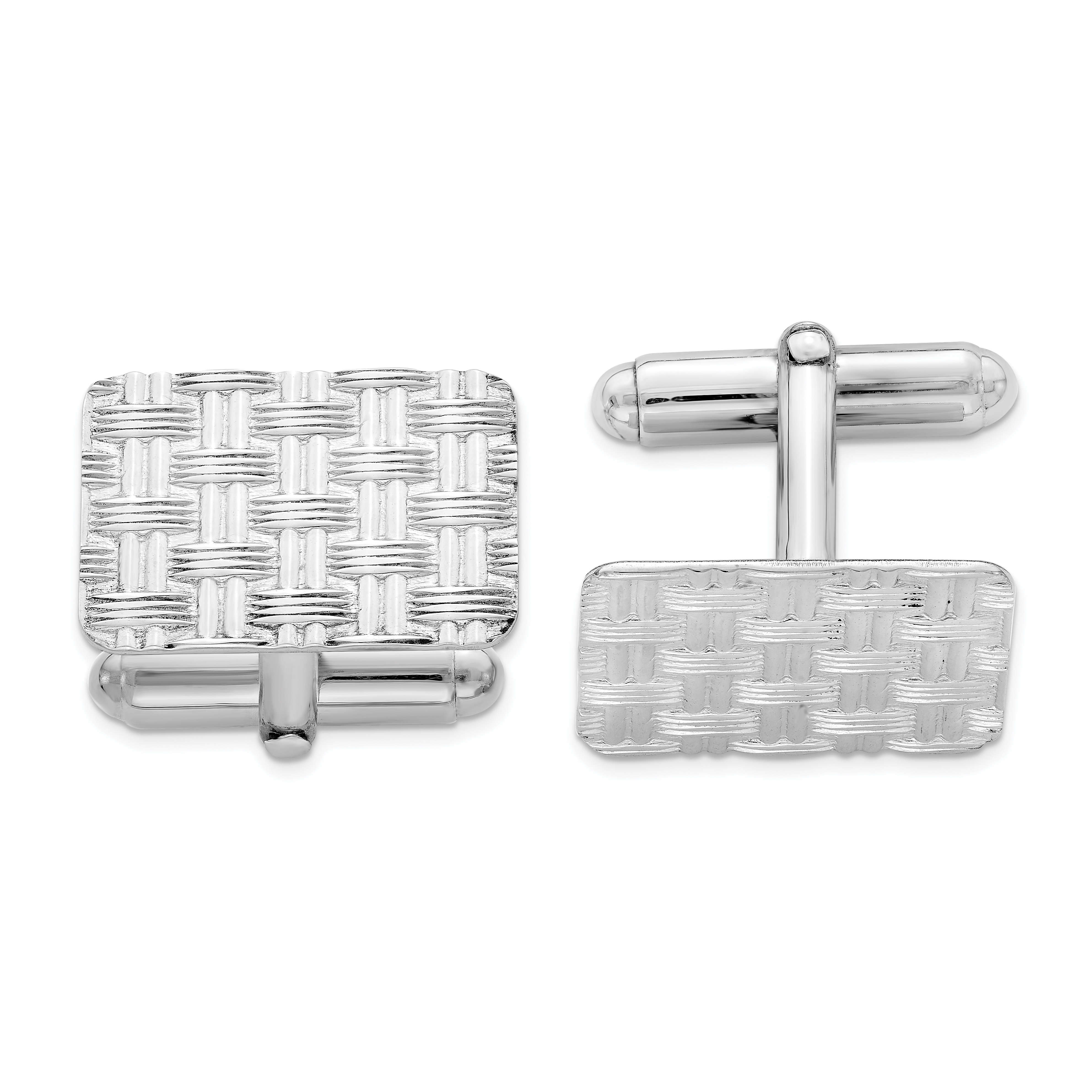 Sterling Silver Rhodium-plated Cuff Links (QQ181)