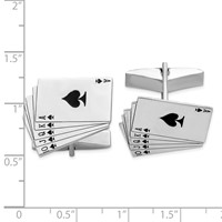 Sterling Silver Rhodium-plated Royal Flush Cuff Links view 2