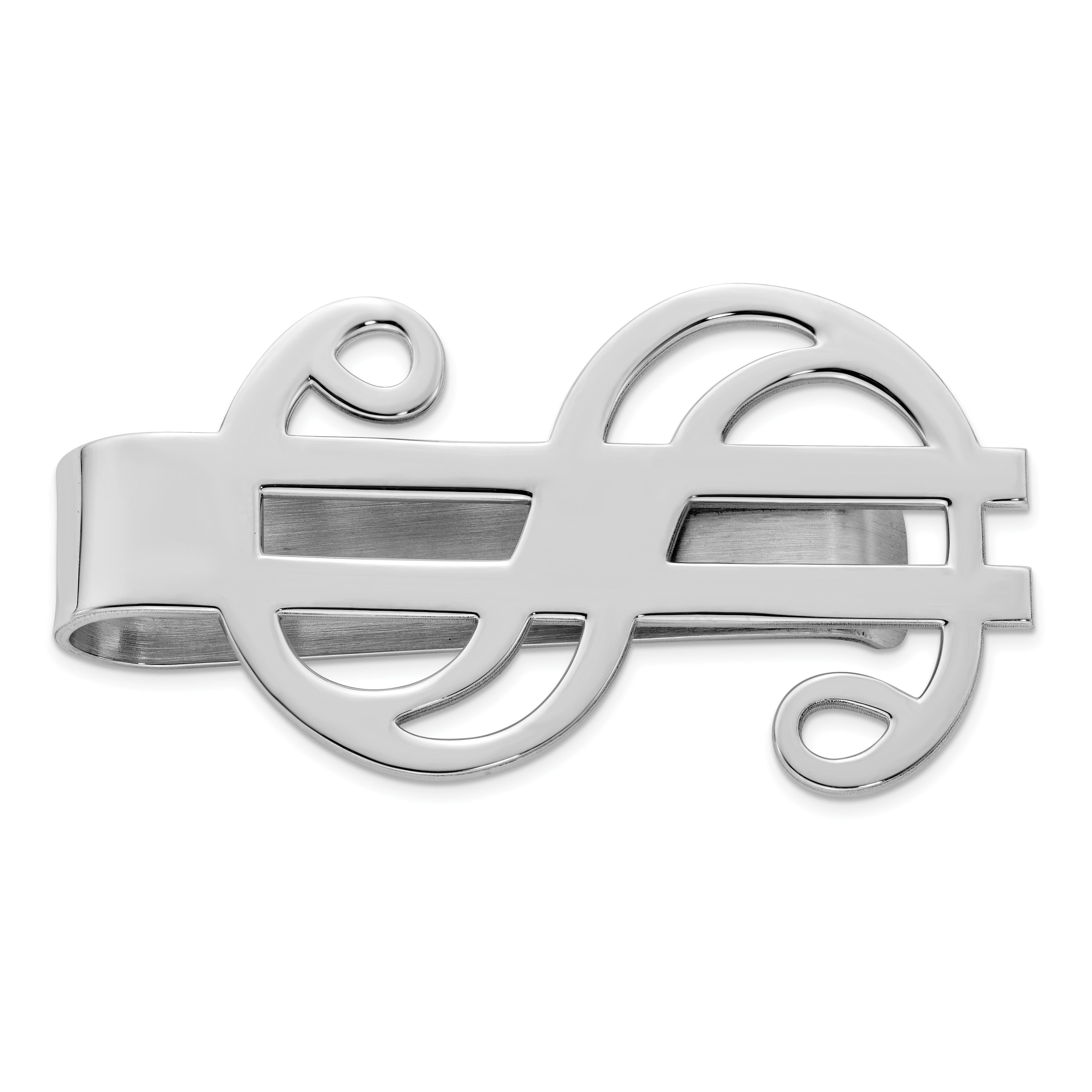 Sterling Silver Rhodium-plated Dollar Sign Money Clip (QQ273)