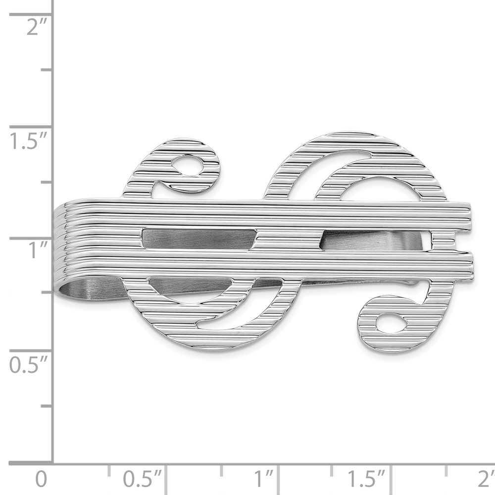 Sterling Silver Rhodium-plated Dollar Sign Money Clip (QQ274)