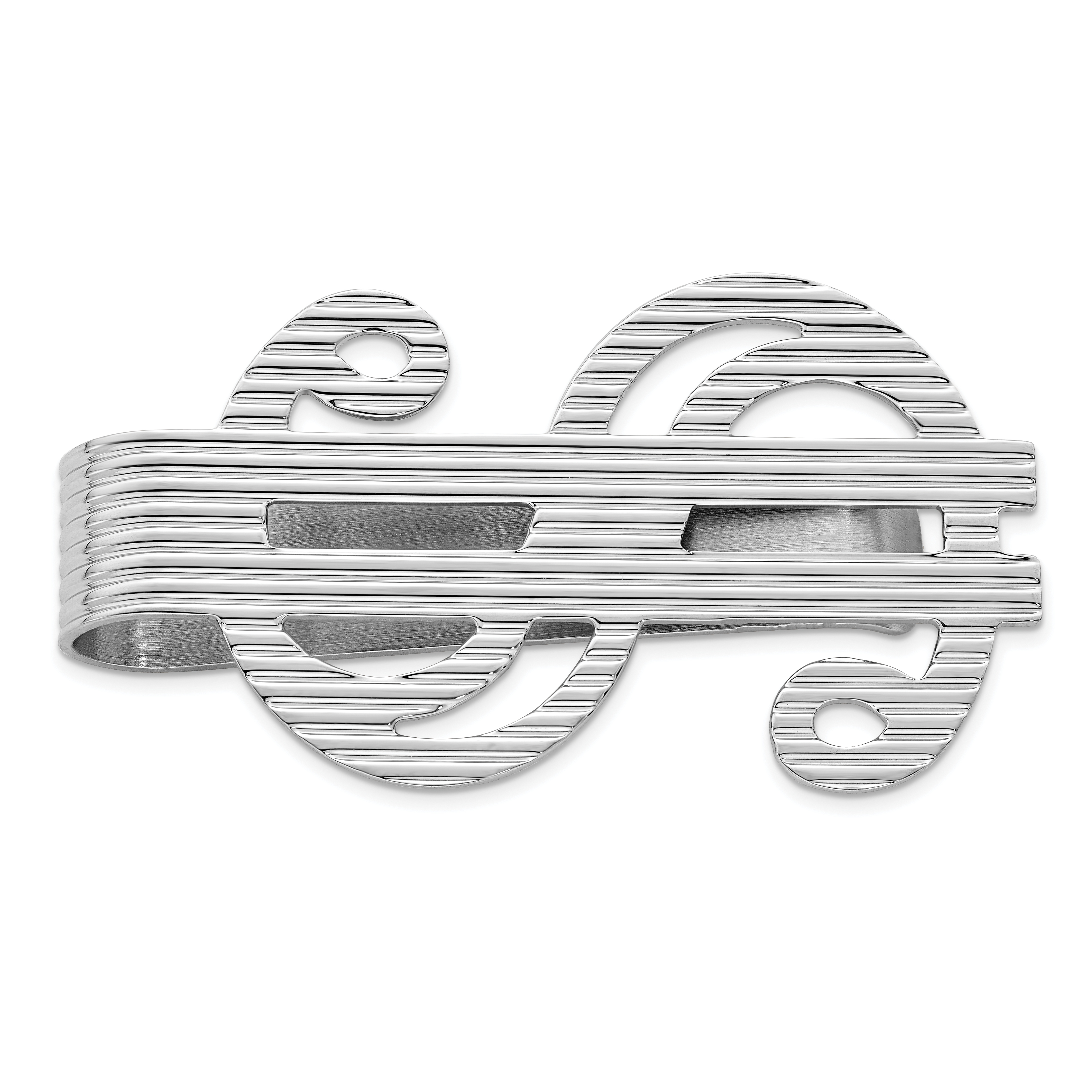 Sterling Silver Rhodium-plated Dollar Sign Money Clip (QQ274)