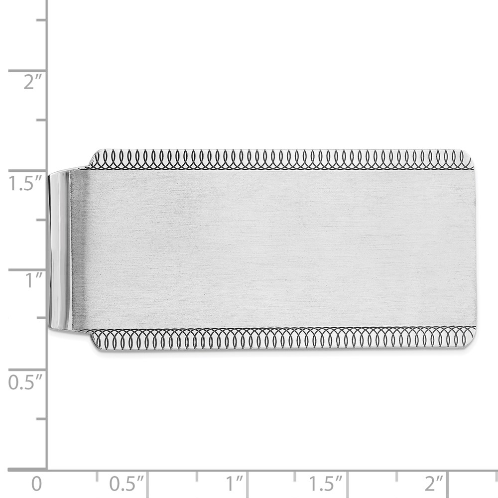 Sterling Silver Satin Rhodium-plated Front Money Clip (QQ38)