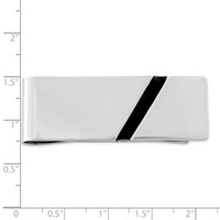 Sterling Silver Rhodium-plated Black Enameled Money Clip view 2